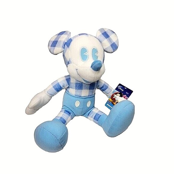Disney Mickey Mouse Plush Toy Gingham Sega Series 1 Pie Eye Blue Check - Picture 3 of 8